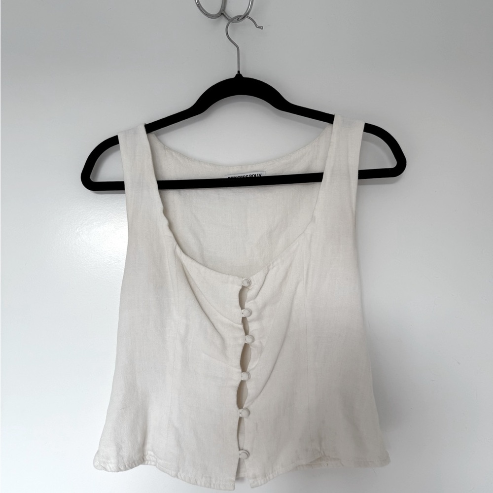 Princess Polly Cream Button-Down Women's Top